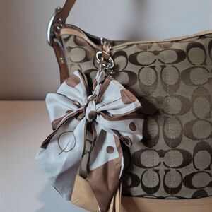 Elegant Designer Handbag Bag Charm with Bow Accent Assorted Colors Available